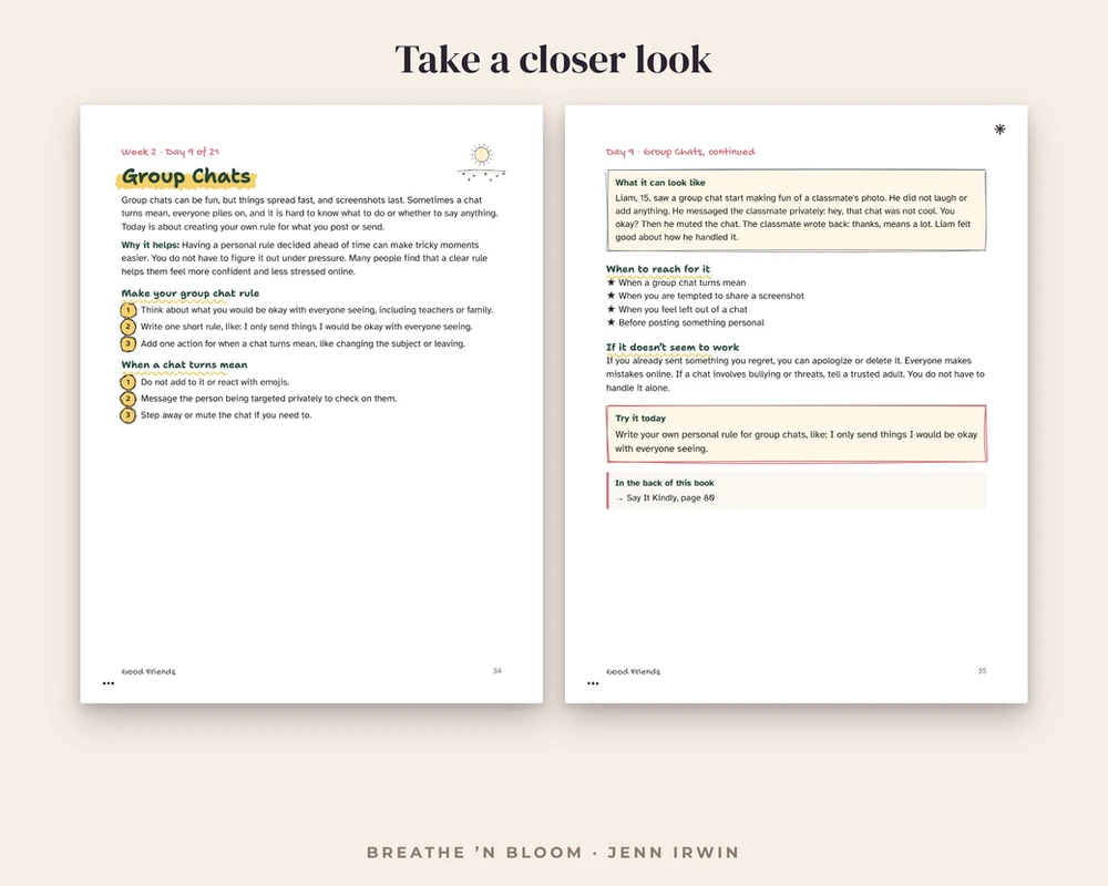 Two inside pages from Good Friends
